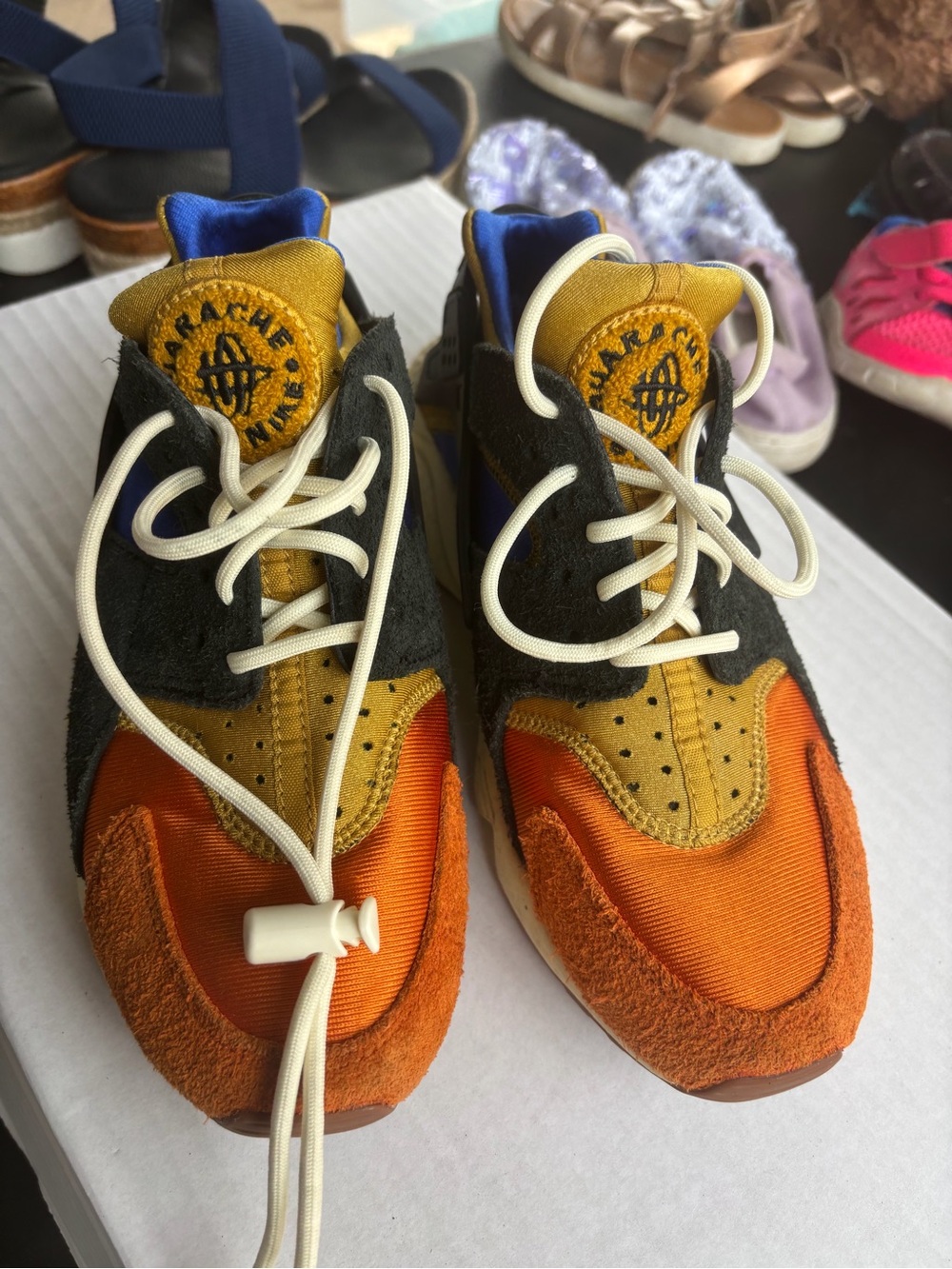 Nike Kids Colorblock Sneakers in Orange, Mustard, Black